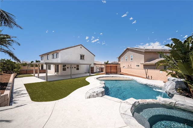 11810 Sanderling Way, Jurupa Valley, CA 91752 - view of swimming pool with a fenced backyard, a patio area, and a pool with connected hot tub