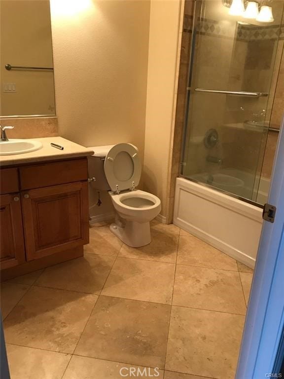 2750 Artesia Blvd Unit 341, Redondo Beach, CA 90278 - full bathroom featuring vanity, combined bath / shower with glass door, and tile patterned floors