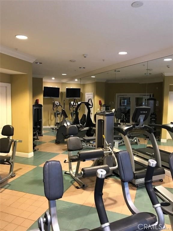 2750 Artesia Blvd Unit 341, Redondo Beach, CA 90278 - workout area with crown molding and recessed lighting