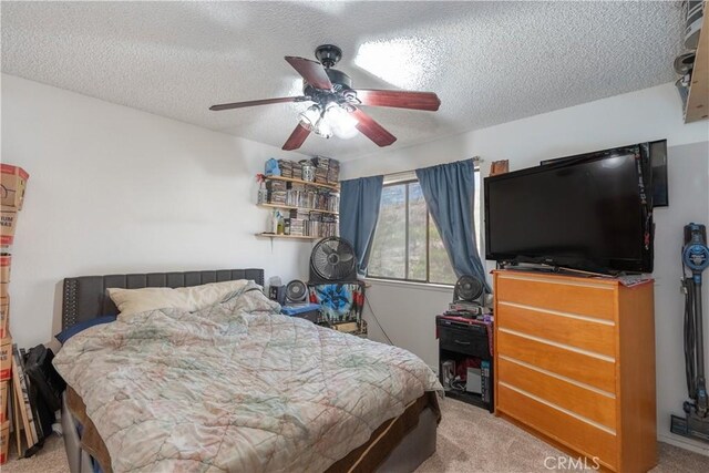 123 Olive St, Paso Robles, CA 93446 - bedroom featuring carpet, a textured ceiling, and ceiling fan