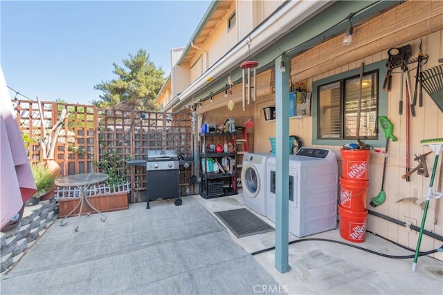 123 Olive St, Paso Robles, CA 93446 - view of patio / terrace featuring washer and clothes dryer and a grill