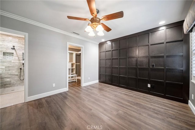 780 S Briargate Ln, Covina, CA 91723 - unfurnished bedroom featuring crown molding, a decorative wall, wood finished floors, recessed lighting, and ensuite bath