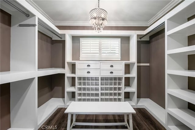 780 S Briargate Ln, Covina, CA 91723 - walk in closet featuring dark wood-style floors and a chandelier