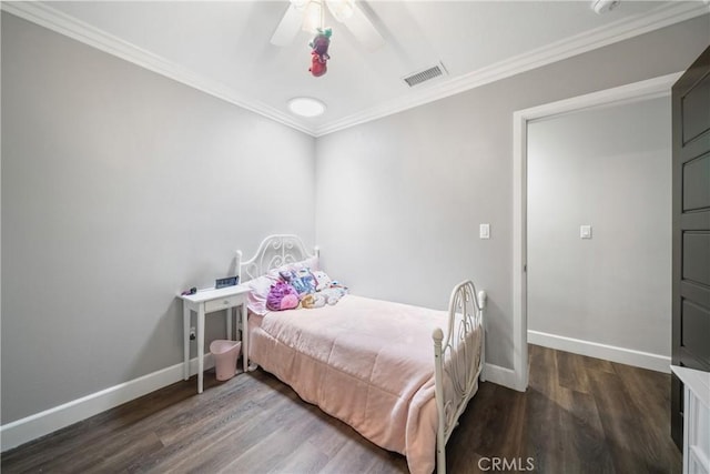 780 S Briargate Ln, Covina, CA 91723 - bedroom featuring crown molding, wood finished floors, and a ceiling fan