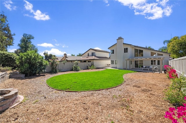 41442 Avenida De La Reina, Temecula, CA 92592 - back of property with a fenced backyard, a patio, a pergola, and a chimney