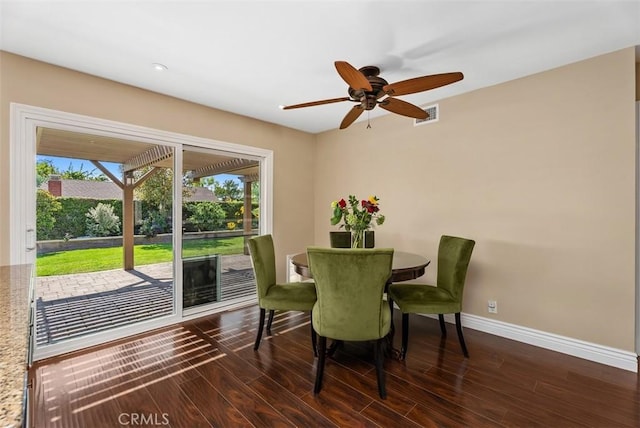 2168 N Agate St, Orange, CA 92867 - dining space featuring healthy amount of natural light, dark wood-style flooring, ceiling fan, and recessed lighting