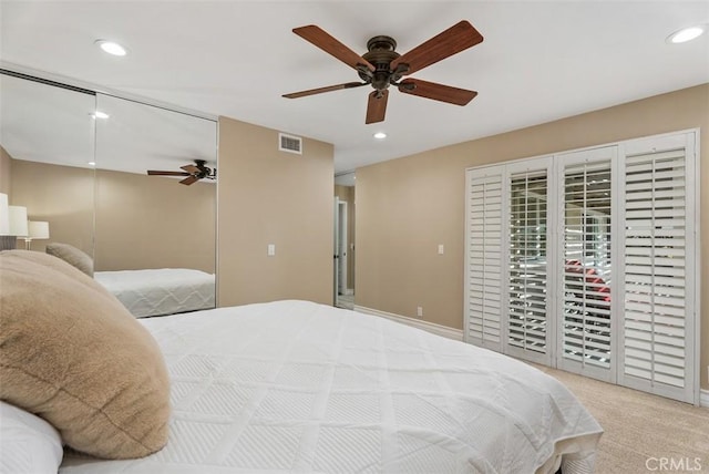 2168 N Agate St, Orange, CA 92867 - bedroom with recessed lighting, carpet, a ceiling fan, and access to outside