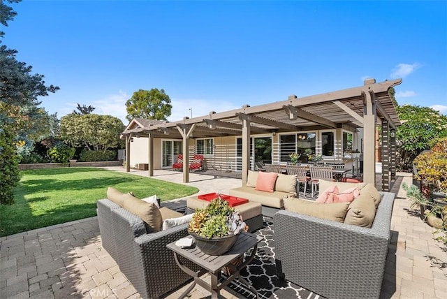 2168 N Agate St, Orange, CA 92867 - view of patio / terrace with an outdoor living space and a pergola
