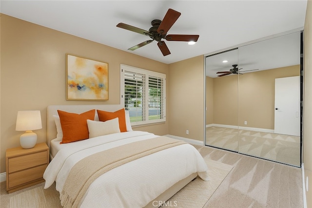 2168 N Agate St, Orange, CA 92867 - bedroom featuring carpet flooring, a closet, recessed lighting, and a ceiling fan