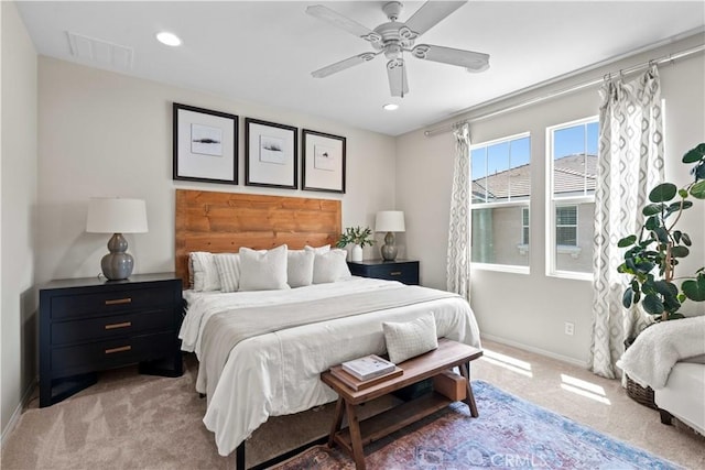 22088 Barrington Way, Saugus, CA 91350 - carpeted bedroom with recessed lighting and a ceiling fan