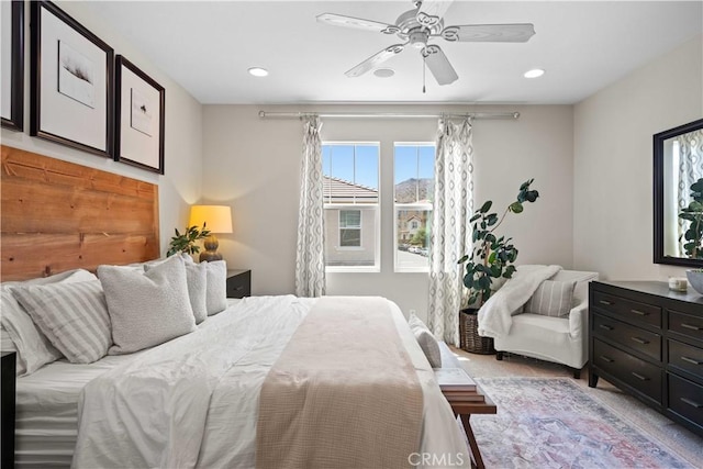 22088 Barrington Way, Saugus, CA 91350 - bedroom with recessed lighting and ceiling fan