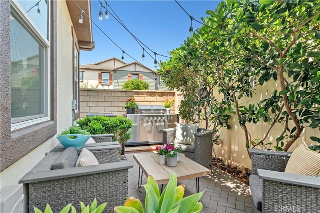 22088 Barrington Way, Saugus, CA 91350 - fenced backyard with a patio and an outdoor kitchen