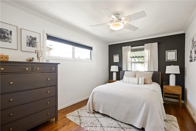 817 Caballo Ave, Glendora, CA 91740 - bedroom with ornamental molding, dark wood-style flooring, and a ceiling fan