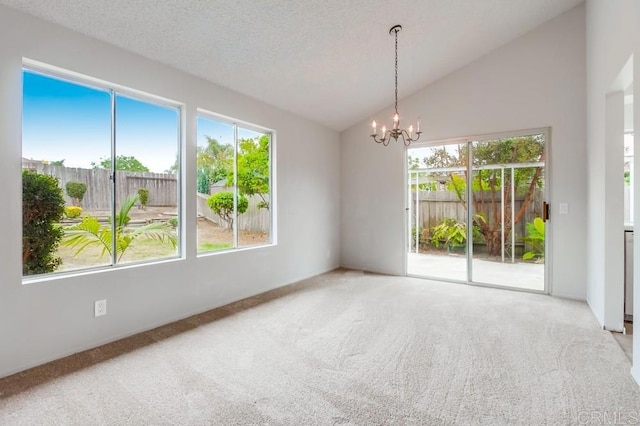 3694 Branch Ct, Oceanside, CA 92058 - carpeted spare room featuring lofted ceiling and a chandelier
