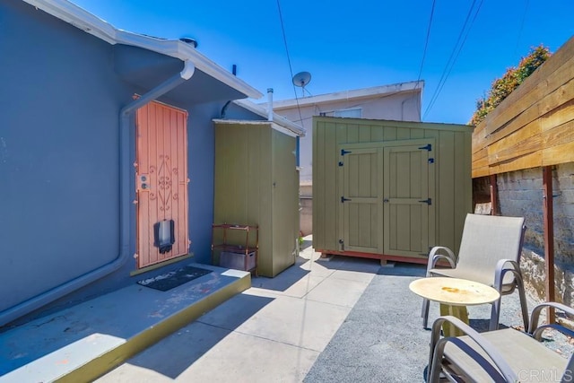 730 S 31st St, San Diego, CA 92113 - view of patio / terrace featuring a storage shed