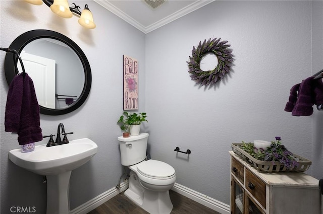 2350 Claudia St, Corona, CA 92882 - bathroom featuring ornamental molding and wood finished floors