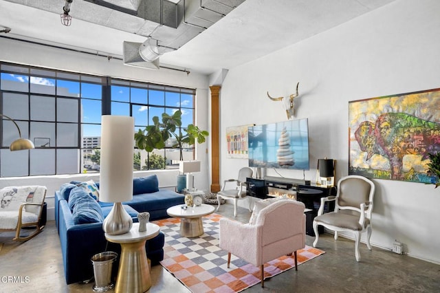 315 E 8th St Unit 301, Los Angeles, CA 90014 - living area with concrete floors and plenty of natural light