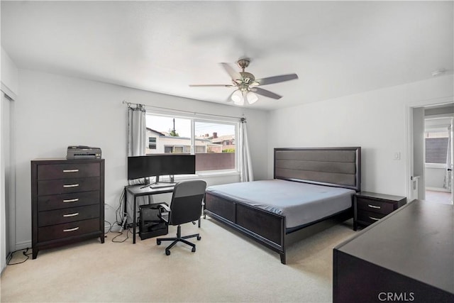 1322 W 6th St, Ontario, CA 91762 - bedroom featuring multiple windows, light colored carpet, an office area, and ceiling fan
