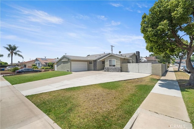 1322 W 6th St, Ontario, CA 91762 - view of front facade with a gate, concrete driveway, a garage, and a residential view