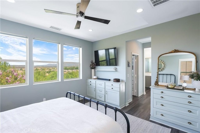 55 Fuchsia, Lake Forest, CA 92630 - bedroom with dark wood-type flooring, recessed lighting, and a ceiling fan