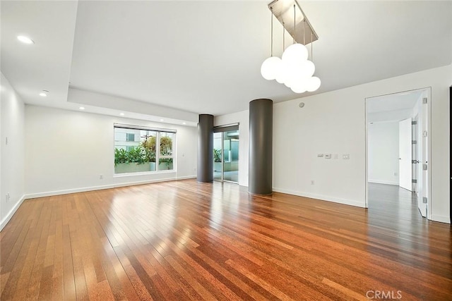 6250 Hollywood Blvd Unit 4D, Los Angeles, CA 90028 - empty room featuring wood-type flooring, a chandelier, and recessed lighting
