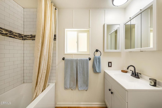 30370 Bouquet Canyon Rd, Santa Clarita, CA 91390 - bathroom with vanity and shower / tub combo with curtain