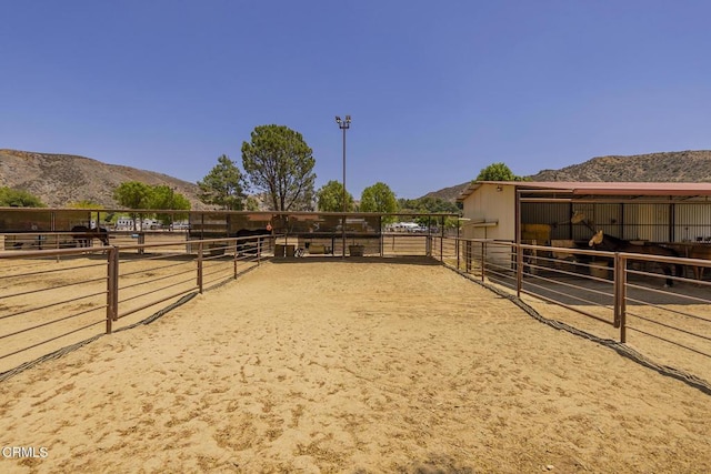 30370 Bouquet Canyon Rd, Santa Clarita, CA 91390 - view of yard with an exterior structure, a mountain view, and an outdoor structure