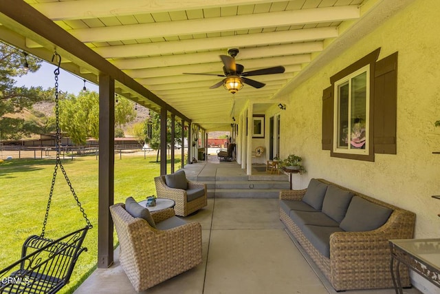 30370 Bouquet Canyon Rd, Santa Clarita, CA 91390 - view of patio featuring an outdoor hangout area and a ceiling fan