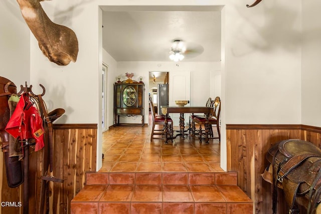 30370 Bouquet Canyon Rd, Santa Clarita, CA 91390 - tiled dining area featuring wooden walls and a wainscoted wall