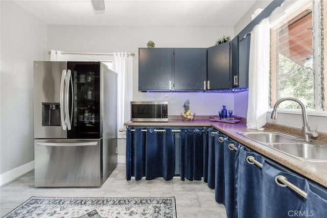 1010 N Madison Ave, Pasadena, CA 91104 - kitchen featuring stainless steel appliances and blue cabinets