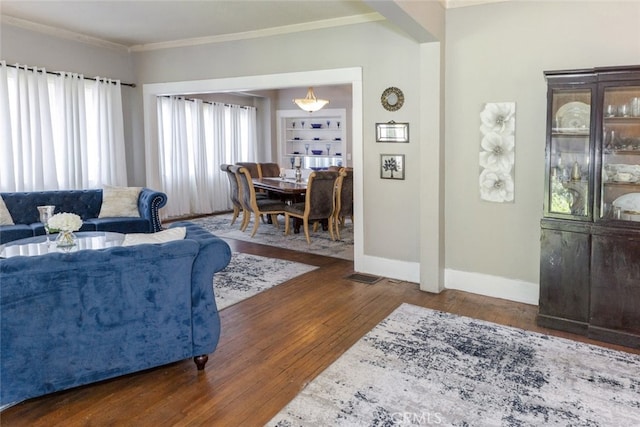 1010 N Madison Ave, Pasadena, CA 91104 - living area featuring wood finished floors and ornamental molding