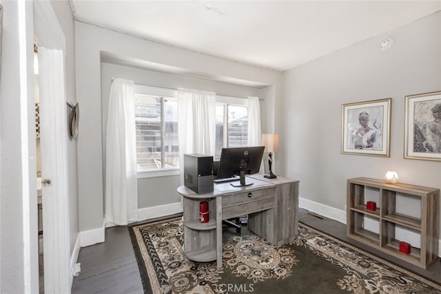 1010 N Madison Ave, Pasadena, CA 91104 - home office with baseboards and dark wood-type flooring