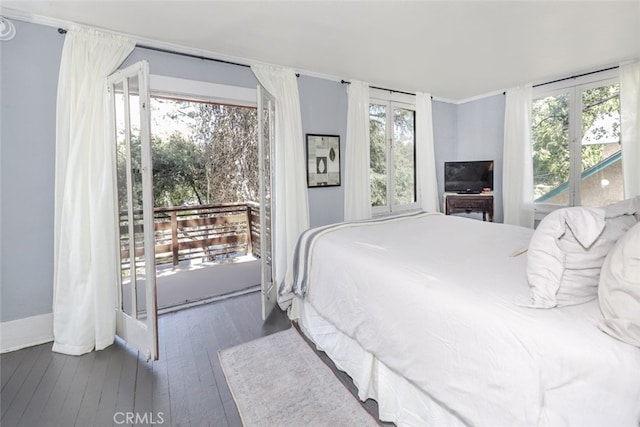 1010 N Madison Ave, Pasadena, CA 91104 - bedroom featuring hardwood / wood-style floors, multiple windows, and access to outside