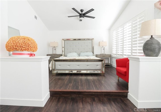2430 Spring Meadow Dr, Chino Hills, CA 91709 - bedroom with lofted ceiling, wood finished floors, and a ceiling fan