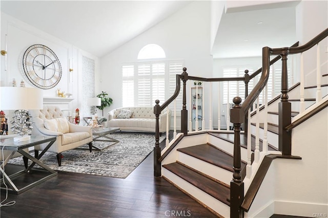 2430 Spring Meadow Dr, Chino Hills, CA 91709 - stairs with wood finished floors and high vaulted ceiling