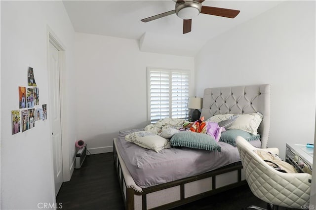 2430 Spring Meadow Dr, Chino Hills, CA 91709 - bedroom featuring wood finished floors, lofted ceiling, and a ceiling fan