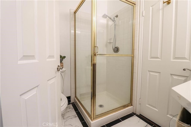 2430 Spring Meadow Dr, Chino Hills, CA 91709 - bathroom featuring a stall shower and marble finish floors