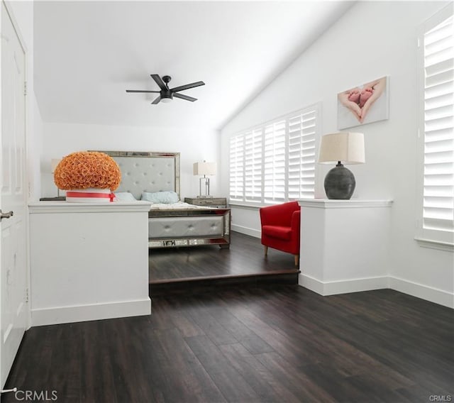 2430 Spring Meadow Dr, Chino Hills, CA 91709 - bedroom with vaulted ceiling, wood finished floors, and ceiling fan
