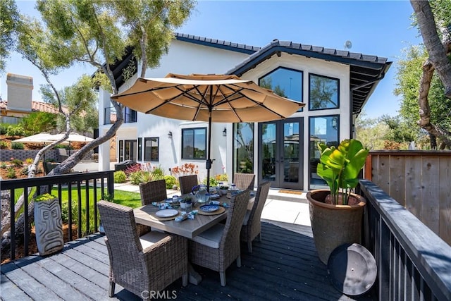 433 Emerald Bay Dr, Arroyo Grande, CA 93420 - wooden deck with french doors and outdoor dining space