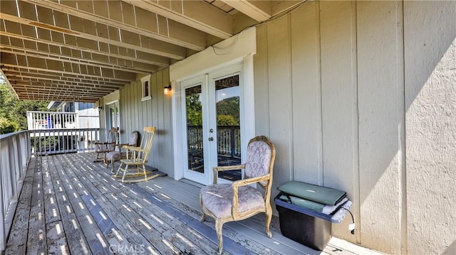 448 Delle Dr, Crestline, CA 92325 - wooden deck featuring french doors