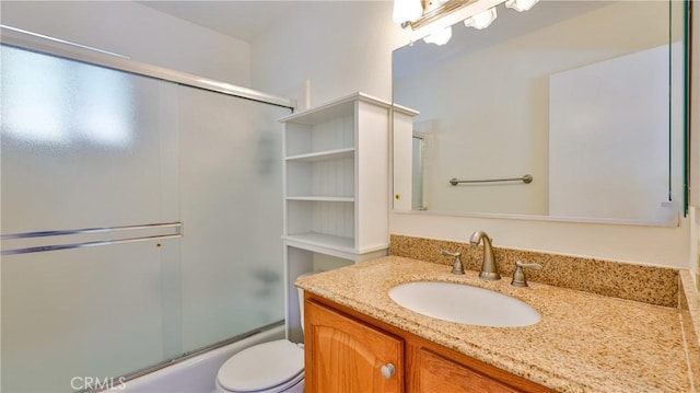 448 Delle Dr, Crestline, CA 92325 - bathroom featuring vanity and shower / bath combination with glass door