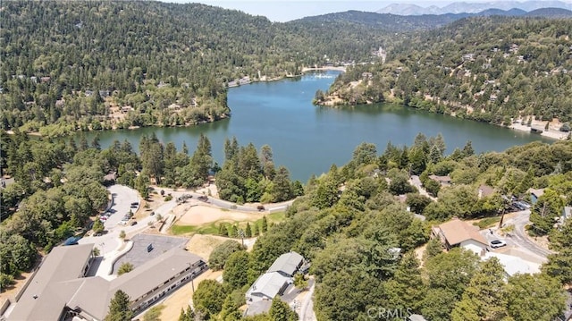 448 Delle Dr, Crestline, CA 92325 - aerial overview of property's location featuring a water and mountain view