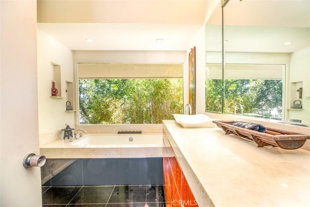 31781 National Park Dr, Laguna Niguel, CA 92677 - full bathroom with double vanity, a bath, and recessed lighting