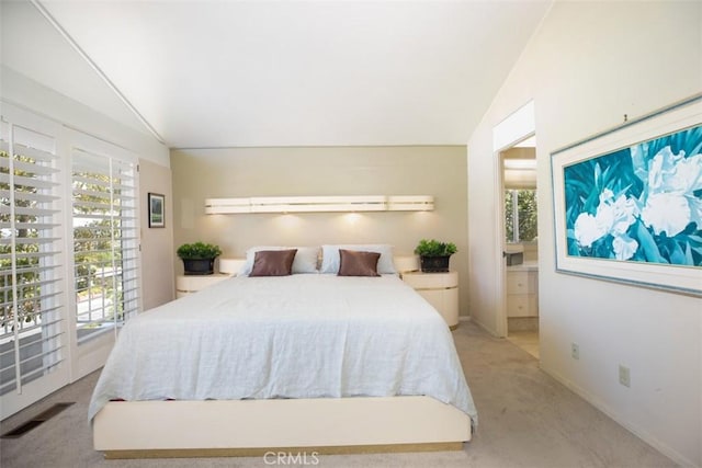 31781 National Park Dr, Laguna Niguel, CA 92677 - carpeted bedroom featuring lofted ceiling and connected bathroom