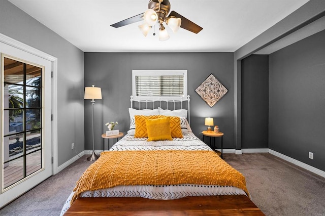 1415 Rex Ln, El Cajon, CA 92021 - carpeted bedroom with access to outside, multiple windows, and ceiling fan