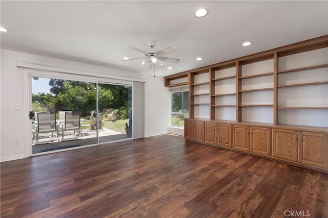 8 Via Subida, Rancho Palos Verdes, CA 90275 - empty room with recessed lighting, ceiling fan, and dark wood-type flooring