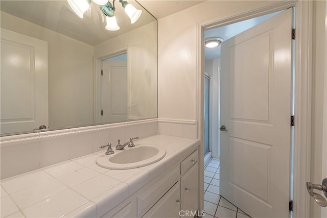 8 Via Subida, Rancho Palos Verdes, CA 90275 - bathroom featuring vanity, a shower with shower door, and tile patterned flooring