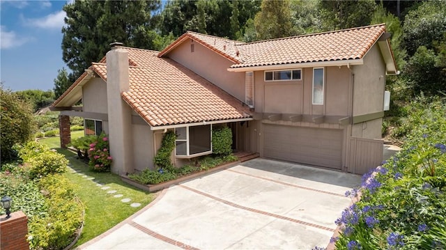 8 Via Subida, Rancho Palos Verdes, CA 90275 - mediterranean / spanish home with a tile roof, a garage, and stucco siding