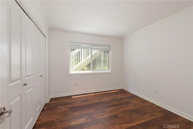 8 Via Subida, Rancho Palos Verdes, CA 90275 - unfurnished bedroom with dark wood-type flooring, a closet, and ornamental molding