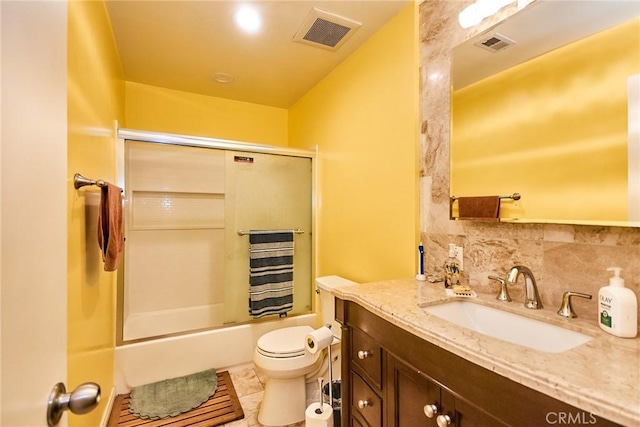 531 Juniper Way, La Habra, CA 90631 - bathroom with vanity, tasteful backsplash, enclosed tub / shower combo, and tile patterned floors